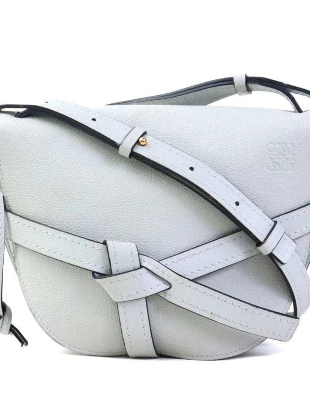 Auth LOEWE Gate Bag Small Crossbody Shoulder Bag Light Blue Leather - e61844a